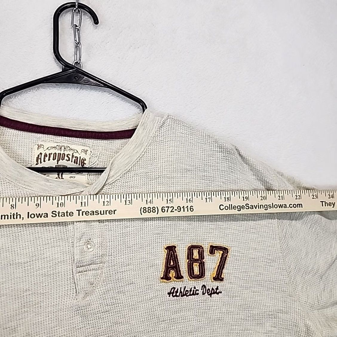Aeropostale VINTAGE Aeropostale Henley Shirt XL Mens Ivory Waffle Knit Thermal Logo Long Sleeve USA 90s Size US XL / EU 56 / 4 - 7 Thumbnail