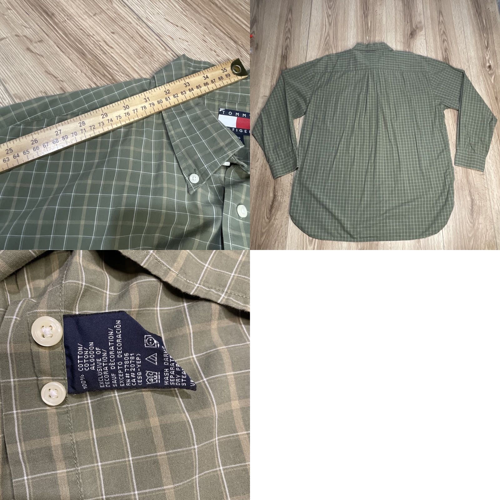 Tommy Hilfiger VINTAGE Tommy Hilfiger Button-Up Shirt XL Green White Plaid Long Sleeve Mens Size US XL / EU 56 / 4 - 8 Thumbnail