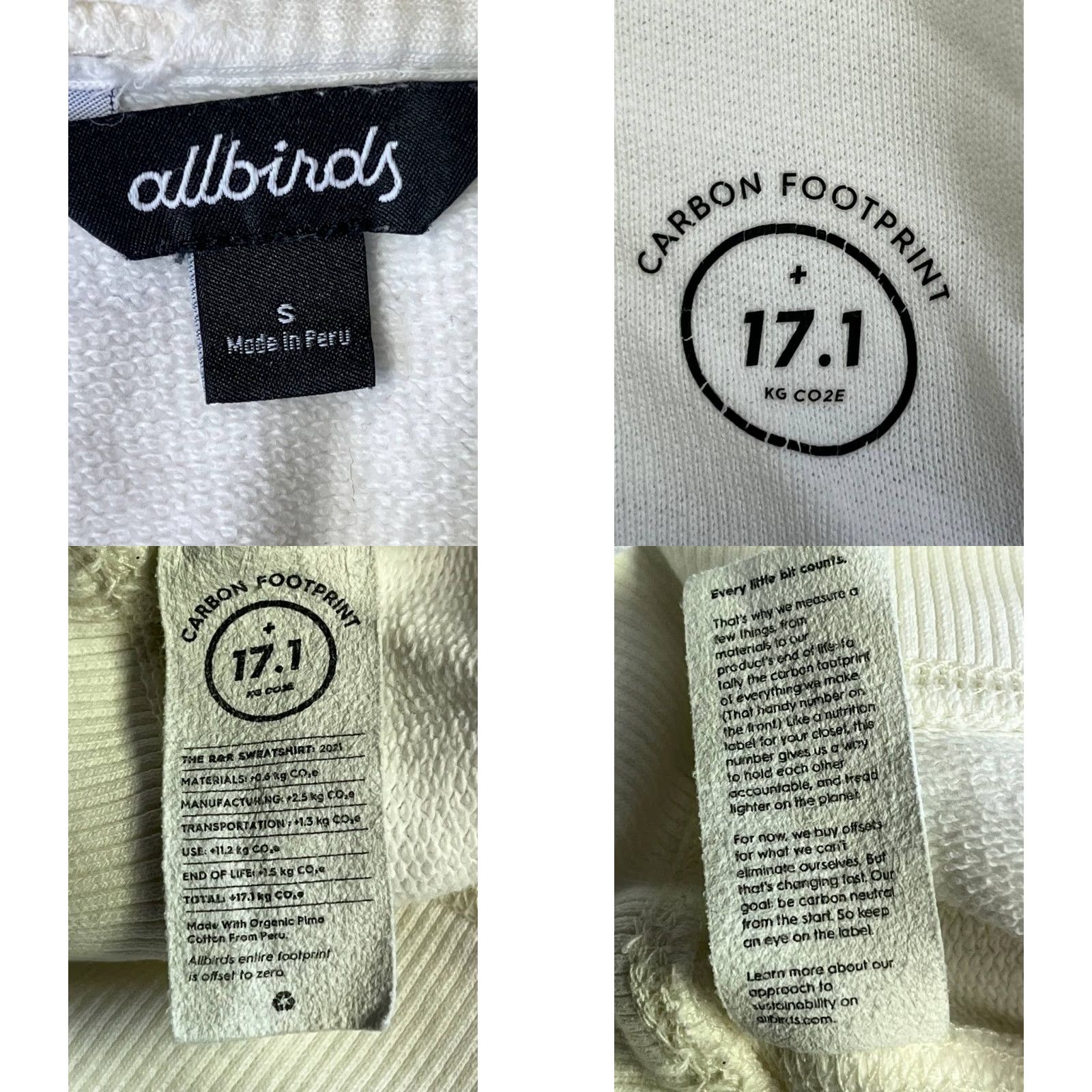 Allbirds Allbirds Sweatshirt White Crewneck Pullover Slim Small Women Dolman Sleeve Solid Knit Cotton Blend Size S / US 4 / IT 40 - 8 Thumbnail