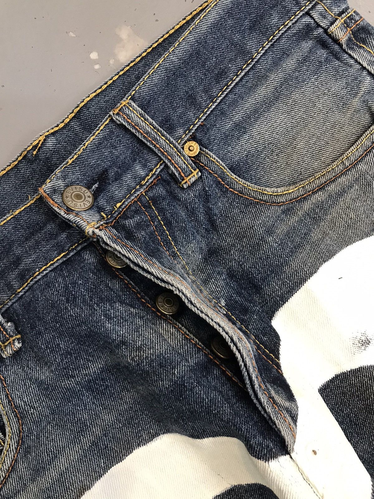 Japanese Brand × Vintage Vintage Evisu inspired red crazy embroidered diecock denim Size US 32 / EU 48 - 6 Thumbnail