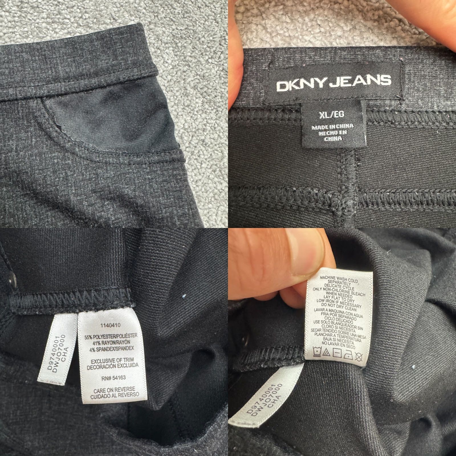 DKNY DKNY Pants Women XL Gray Straight Pull On 36x28 Dress Pants Logo Faux Leather Trim Vintage No Size 40" / US 18 - 8 Thumbnail