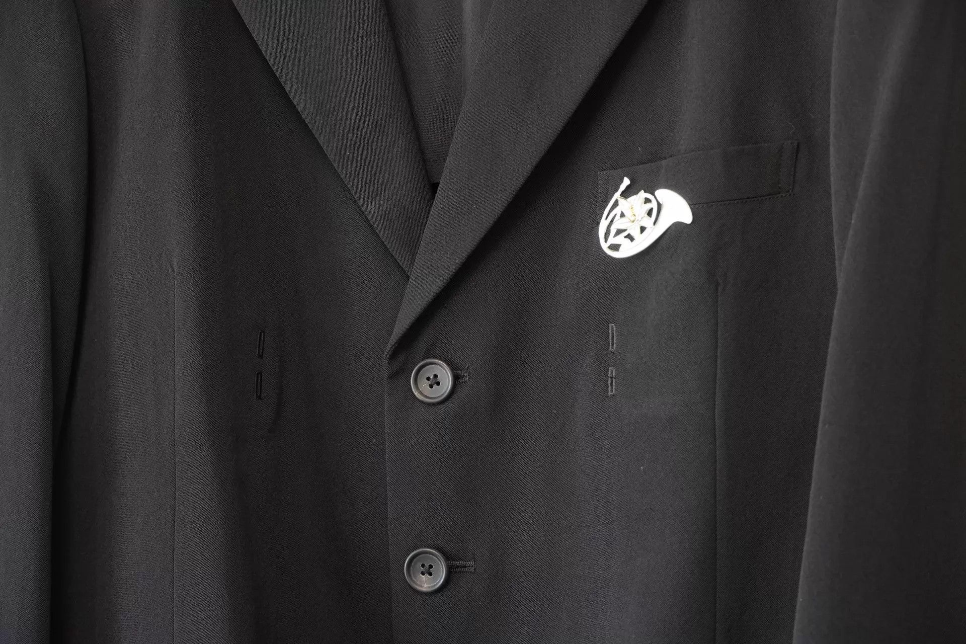 Yohji Yamamoto Yohji Yamamoto 96SS Leather-Paneled Cutout Wool Jacket Size US M / EU 48-50 / 2 - 3 Thumbnail