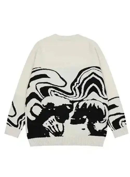 Other Painting Skull Graphic Knitted White Sweater Size US L / EU 52-54 / 3 - 2 Thumbnail