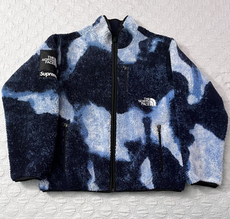 Supreme Supreme The North Face Bleached Denim Fleece Jacket | Grailed