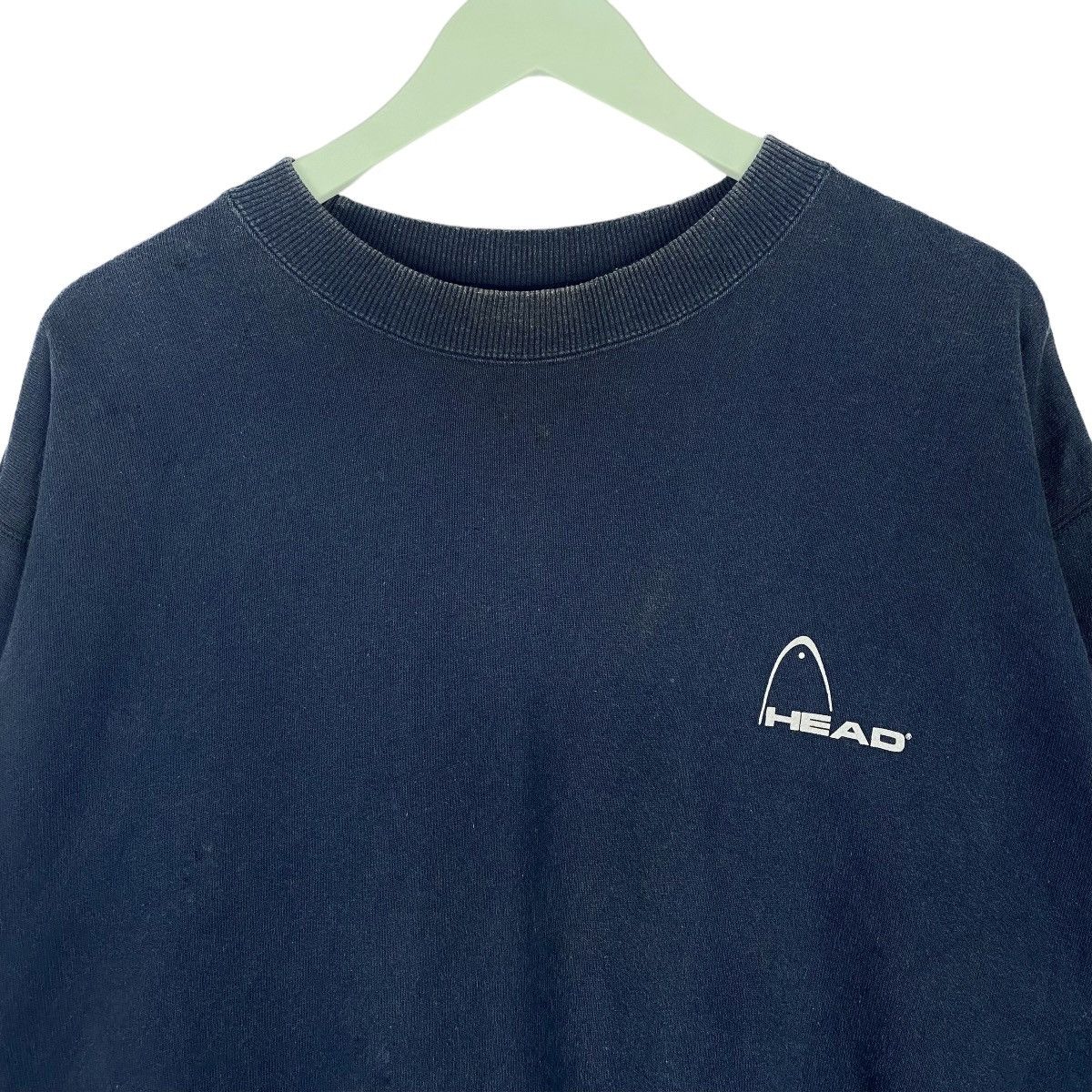 Designer × Vintage Head Big Logo Sweatshirt Navy Crewneck Pullover Jumper Size US L / EU 52-54 / 3 - 3 Thumbnail