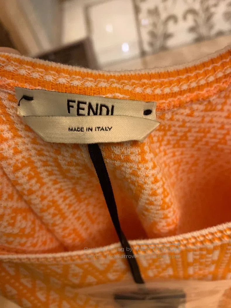Other Fendi Logo Printed Orange Yellow Strapless Dress Size S / US 4 / IT 40 - 4 Thumbnail