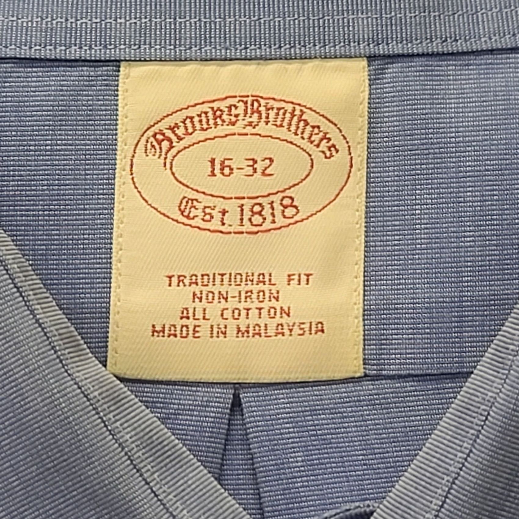 Brooks Brothers Brooks Brothers Shirt Mens 16 Regular Long Sleeve Button-Up Non-Iron Blue Cotton Size US L / EU 52-54 / 3 - 2 Thumbnail