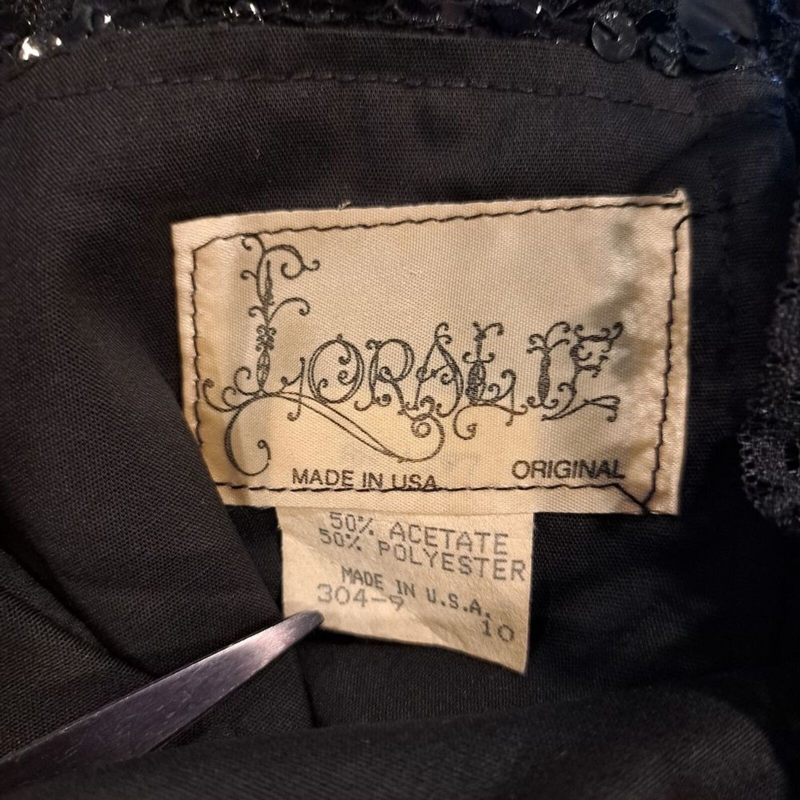 Other Vintage Loralie made in USA black sequin lace 80s dress 10 Size L / US 10 / IT 46 - 9 Thumbnail