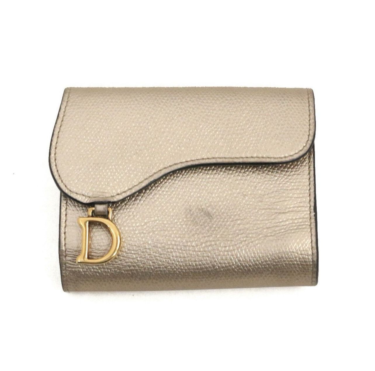 Dior Christian Dior Metallic Gold Grained Calfskin Saddle Lotus W Size ONE SIZE - 1 Thumbnail