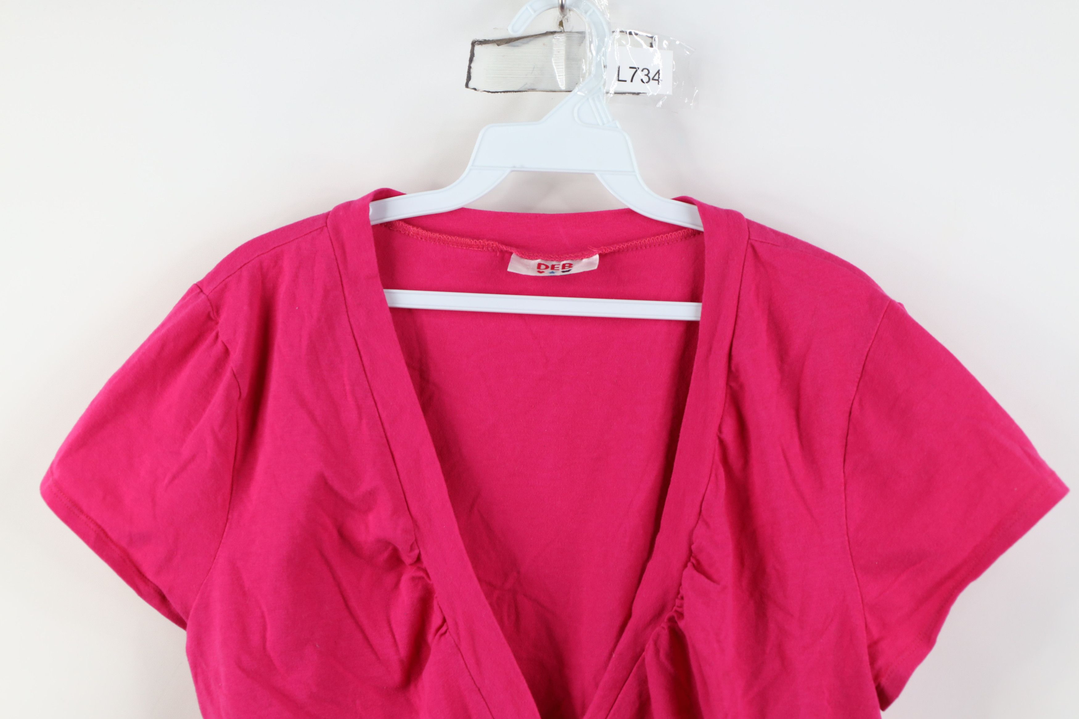 Vintage Vintage 90s Y2K Babydoll Lace Cropped Cardigan Shirt Pink Size XXL / US 16-18 / IT 52-54 - 2 Thumbnail