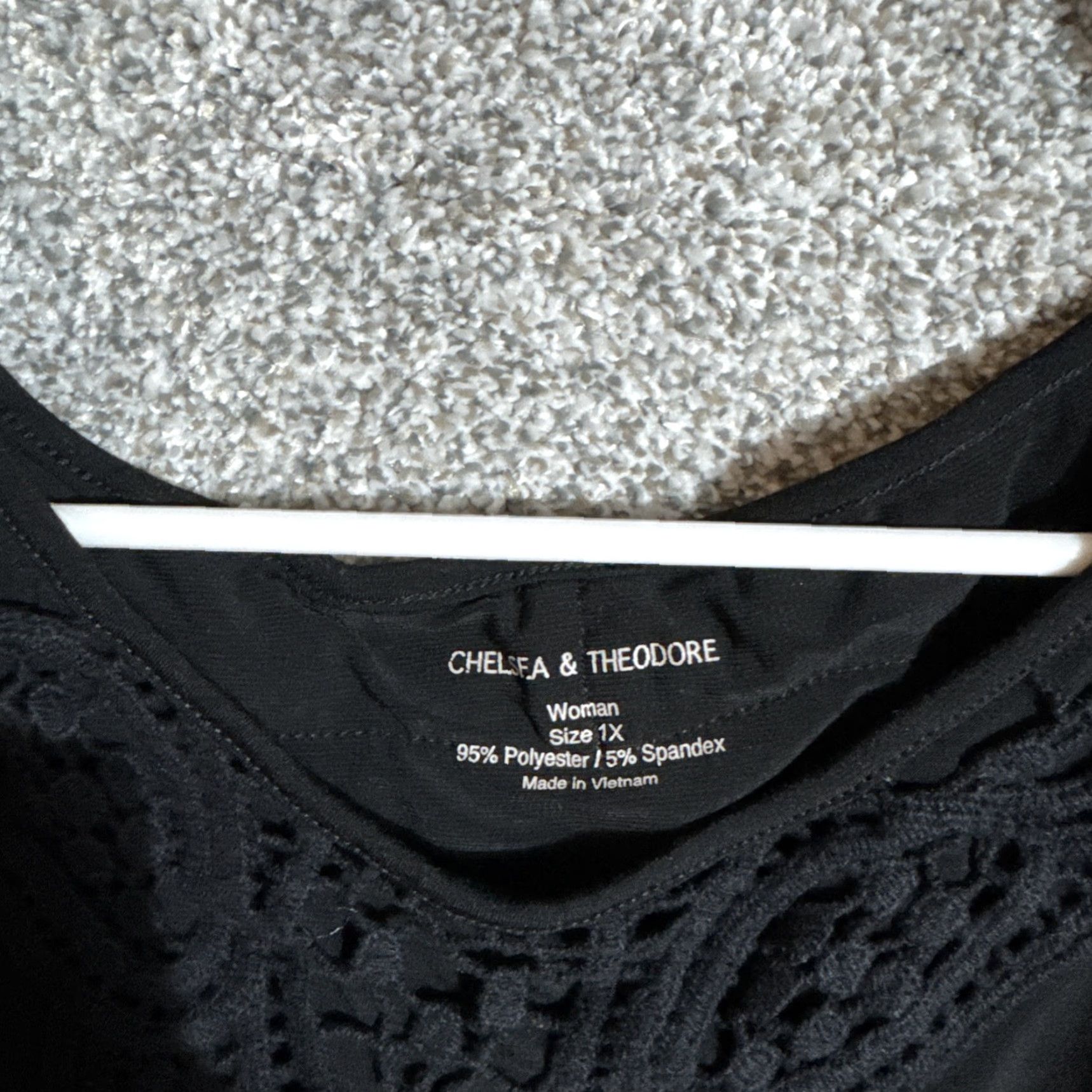 Vintage Chelsea & Theodore Top Blouse Womens 1X Plus Size Black Crochet Embroidery Boho Romantic Size XL / US 12-14 / IT 48-50 - 4 Thumbnail
