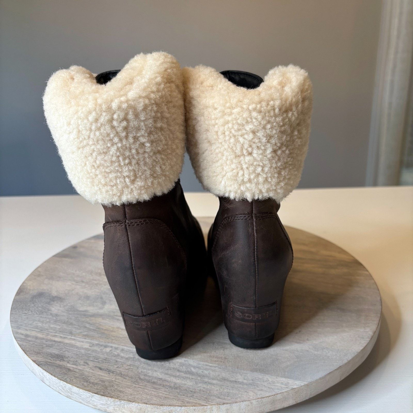 SOREL Sorel Conquest Wedge II Shearling Boots Brown Leather Size 8 Size US 8 / IT 38 - 8 Thumbnail