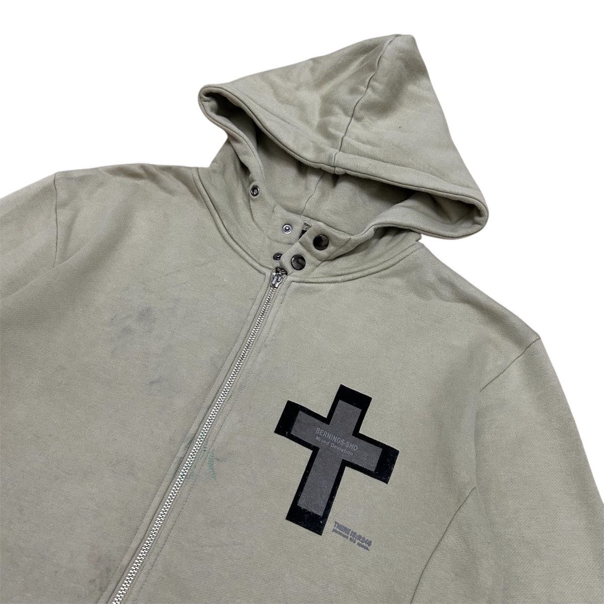 BERNINGS SHO Vintage Y2K Japanese BERNINGS SHO Cross Logo Full Zip Hoodie Size US L / EU 52-54 / 3 - 3 Thumbnail