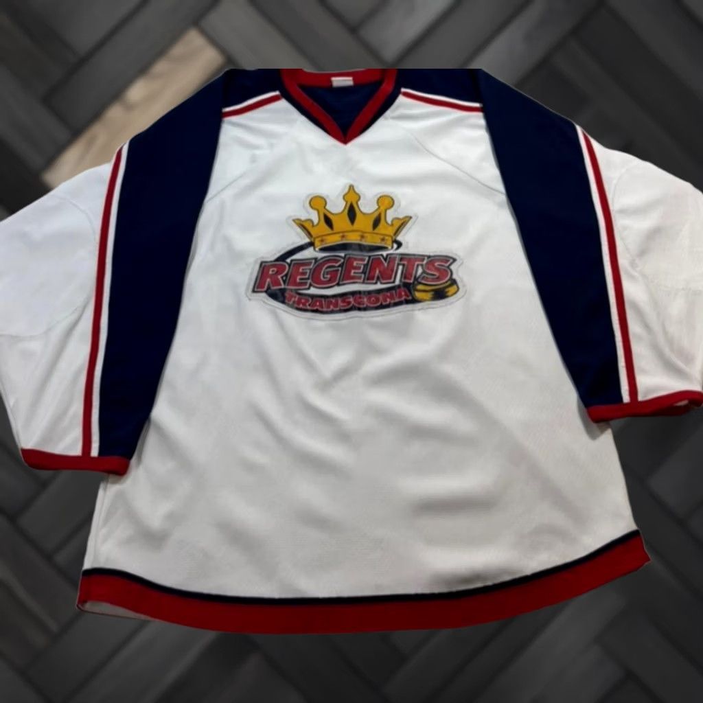 Vintage AK Regents Transcona White Navy Red Hockey Jersey Jersey XL White Men’s Goalie Cut — 35 Size US XL / EU 56 / 4 - 1 Thumbnail