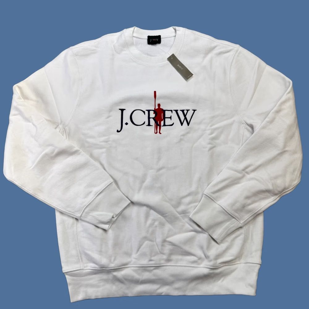 J.Crew J.CREW Sweatshirt Mens L White Heritage Oarsman Graphic 14 Oz Fleece NEW Size US L / EU 52-54 / 3 - 1 Thumbnail