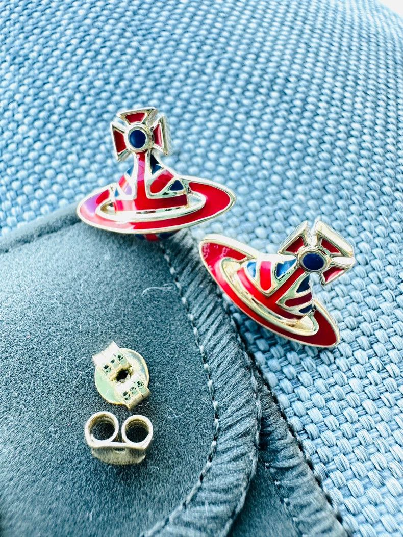 Vivienne Westwood Vivienne Westwood Enamel Saturn Earrings. Red and Blue Inl Size ONE SIZE - 1 Thumbnail