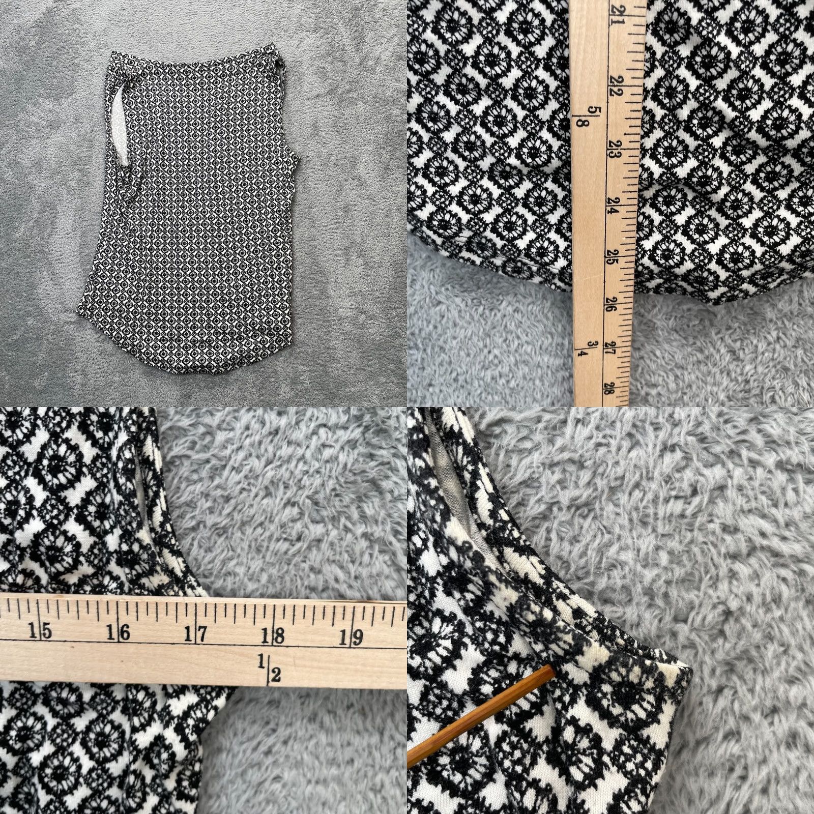 Ann Taylor Ann Taylor Blouse Womens M Black Geometric Sleeveless Boat Neck Rounded Hem Shirt Womens Medium Black Geometric Sleeveless Boat Neck Rounded Hem Size M / US 6-8 / IT 42-44 - 8 Thumbnail