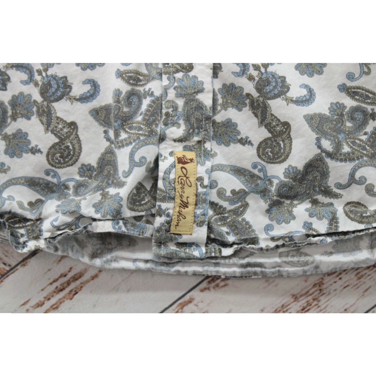 Vintage LARRY MAHAN Shirt Men's Large White Green Paisley Cowboy Pearl Snap Western Size US L / EU 52-54 / 3 - 6 Thumbnail
