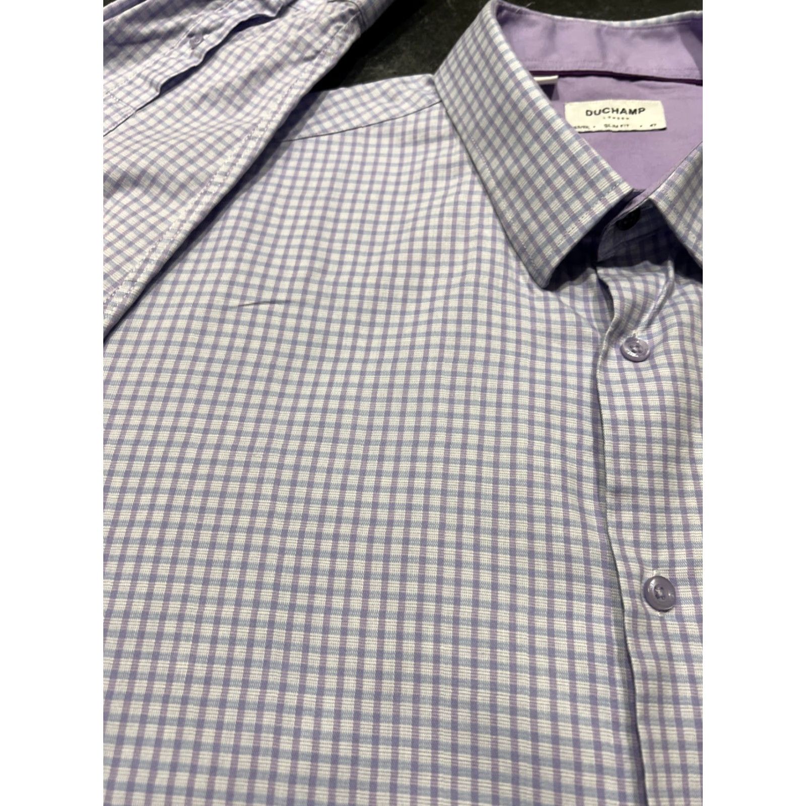 47 Duchamp London Dress Shirt Slim Stretch Lavender Plaid 18.5 47 Size 18.5in Regular Men Size US XXL / EU 58 / 5 - 4 Thumbnail