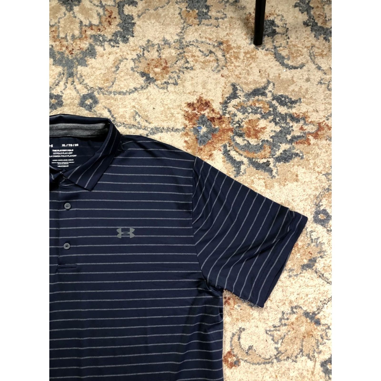 Under Armour Under Armour Playoff Polo Shirt Mens XL Blue Stripe HeatGear Golf Casual Shirt Size US XL / EU 56 / 4 - 4 Thumbnail