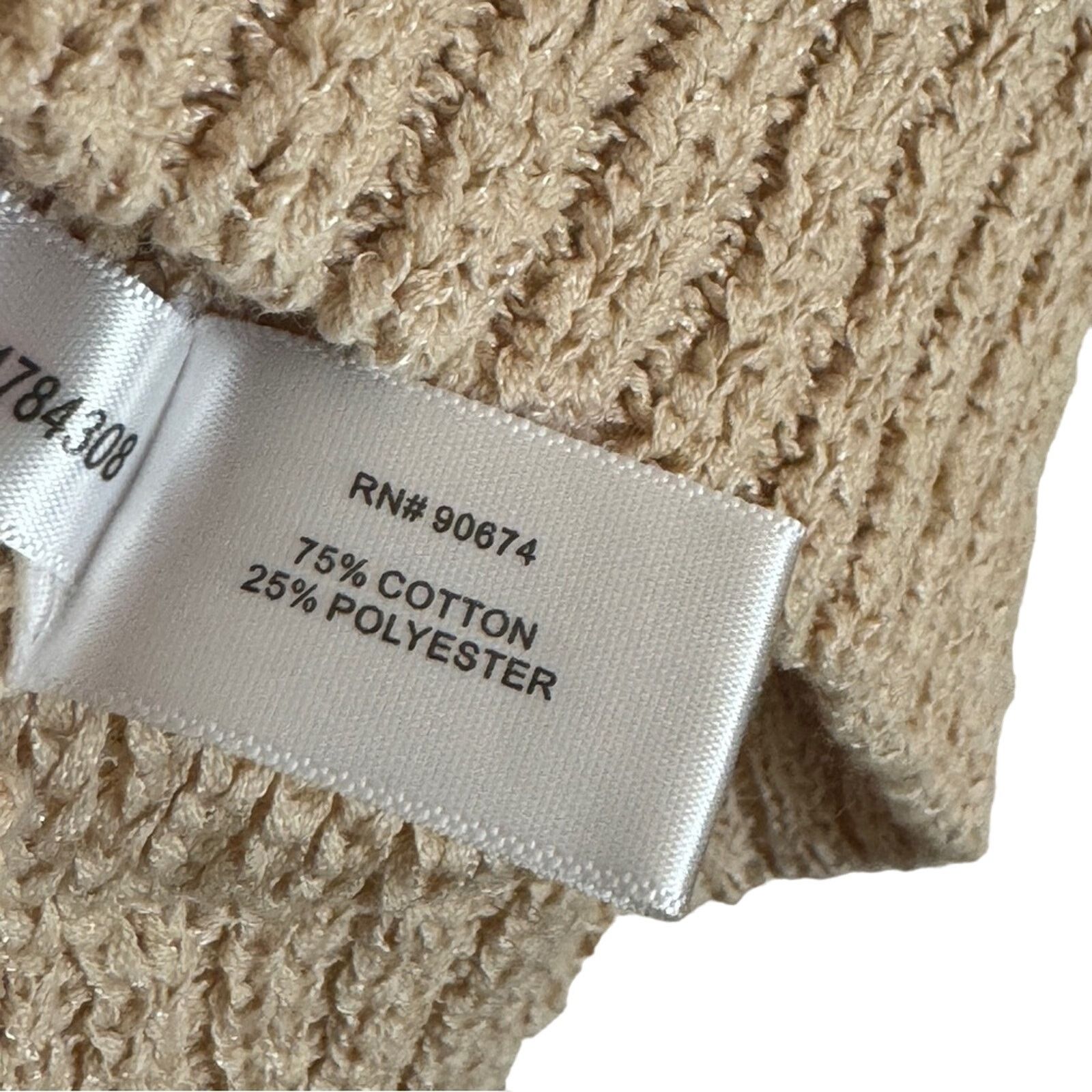 Boston Proper Boston Proper Cotton Knit V-Neck Sweater Tan Size M Size M / US 6-8 / IT 42-44 - 5 Thumbnail