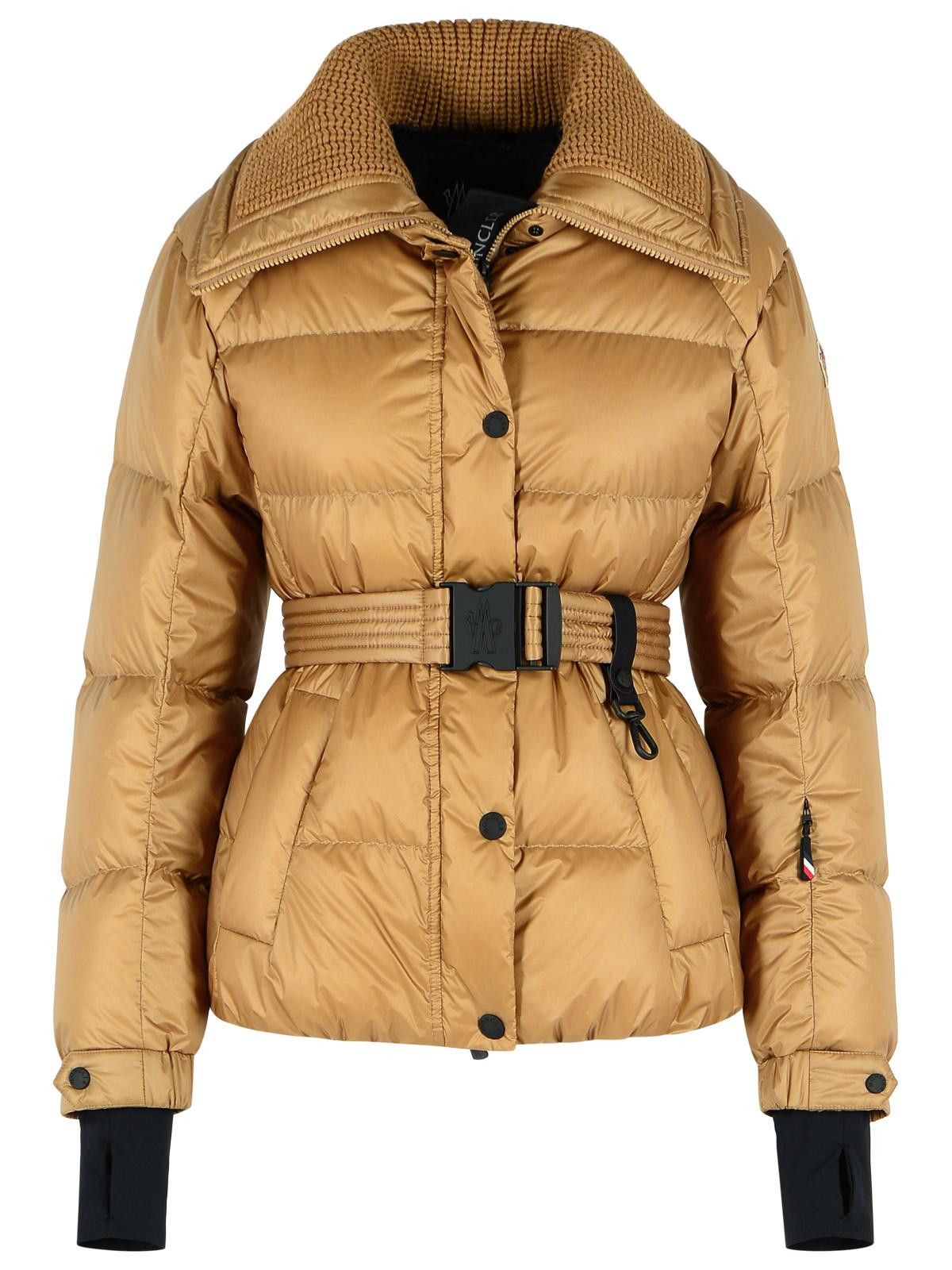 MONCLER GRENOBLE Padded 'Bataillouse' Ski Jacket With Camel Beige Polyamide Belt