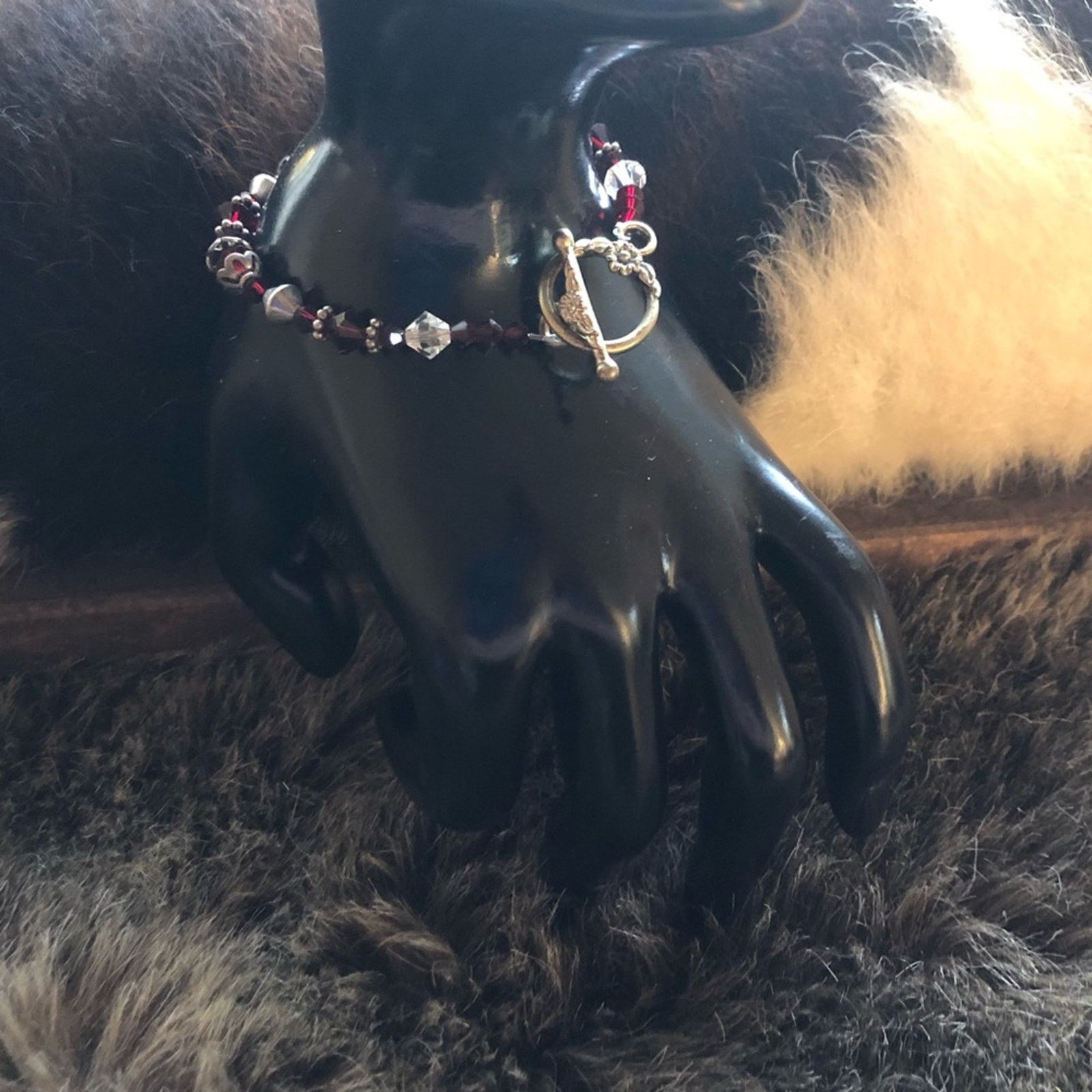 Handmade Handcrafted dark vampire blood red bead toggle bracelet Size ONE SIZE - 2 Thumbnail