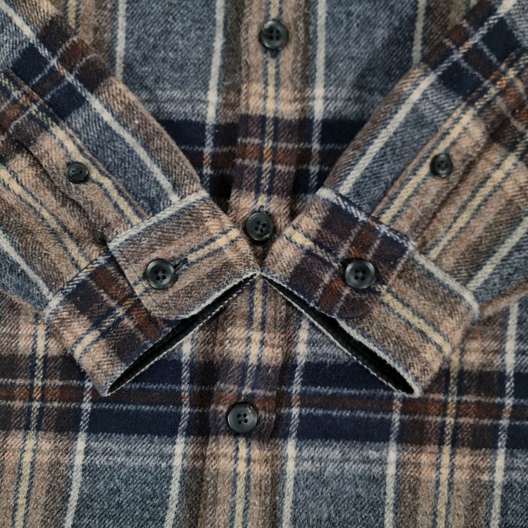 Allsaints AllSaints Mens Shirt Grey Brown Flannel Plaid Tartan Lansford M Medium Button-Up Pocketed Regular Fit Size US M / EU 48-50 / 2 - 5 Thumbnail