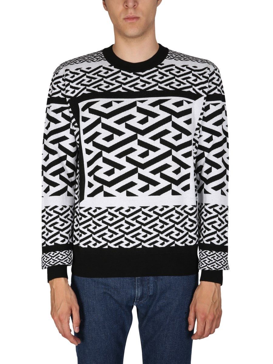 Versace o1y0525 Crewneck Sweater in White/Black Size US L / EU 52-54 / 3 - 1 Thumbnail