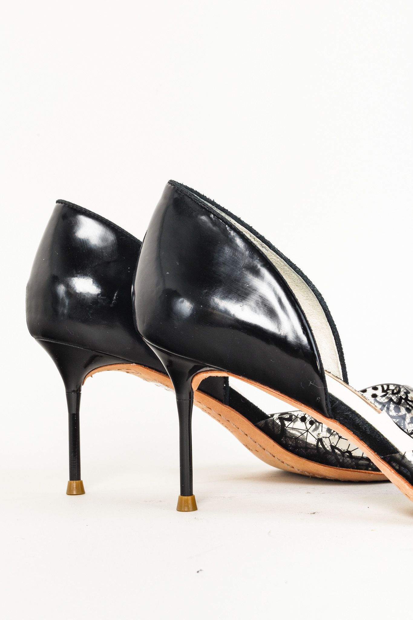Sophia Webster Sophia Webster Black Patent Printed Lace Detail Stilettos Size US 6 / IT 36 - 8 Thumbnail