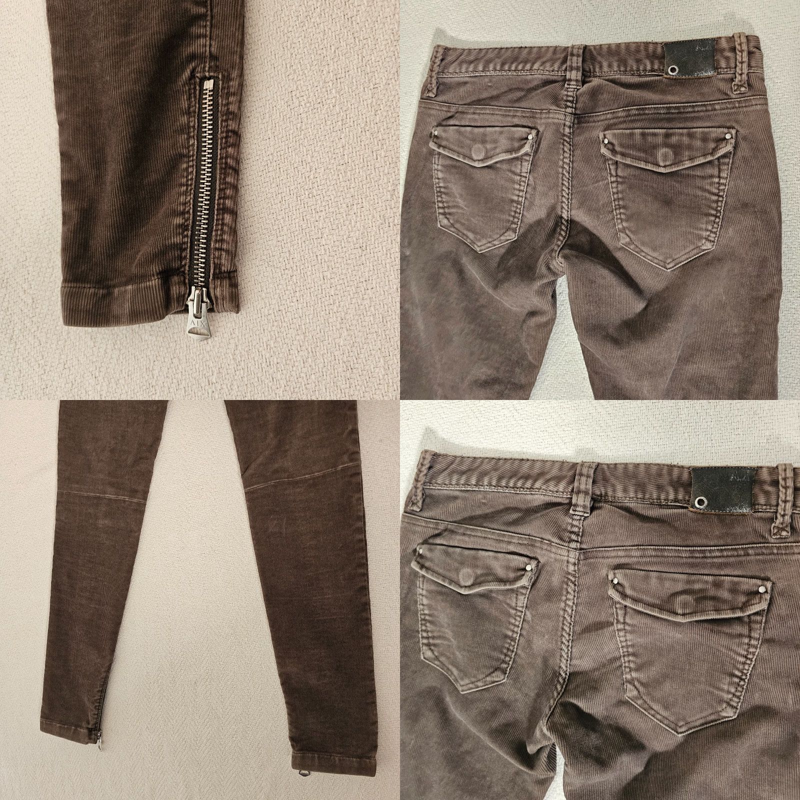 Armani Exchange Armani Exchange Women's Corduroy Jeans Skinny Size 0 Brown Inseam 31" Zipper Accents Size 25" / US 0 / IT 36 - 8 Thumbnail