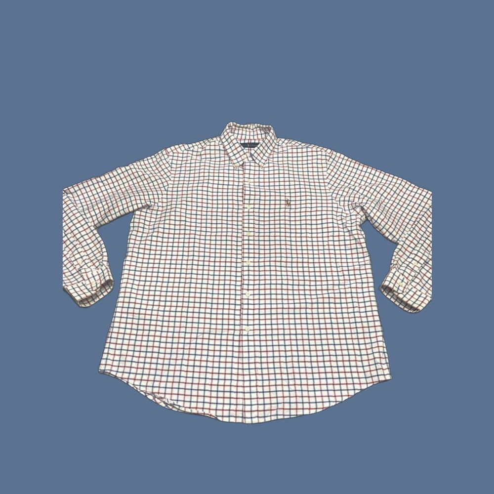 Ralph Lauren Ralph Lauren Shirt Mens XL White Blue Check Classic Fit Button-Down Collar Polo Embroidered Button Up Size US XL / EU 56 / 4 - 1 Thumbnail