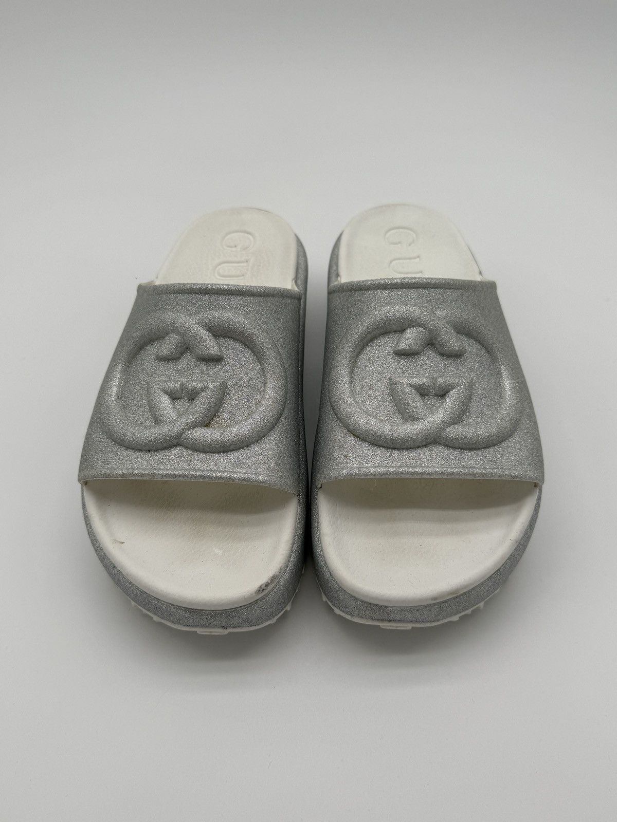 Gucci Silver Glitter Gucci Platform Slides Size US 8 / IT 38 - 5 Thumbnail