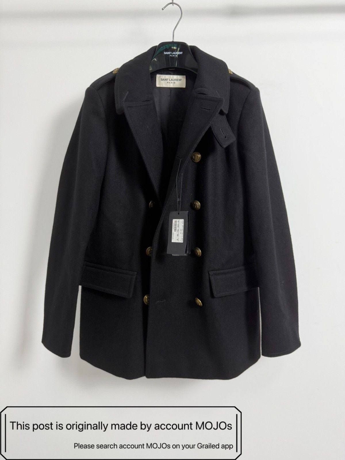 Sz 50 Saint Laurent Paris 13AW Gold Anchor Button Coat mojos
