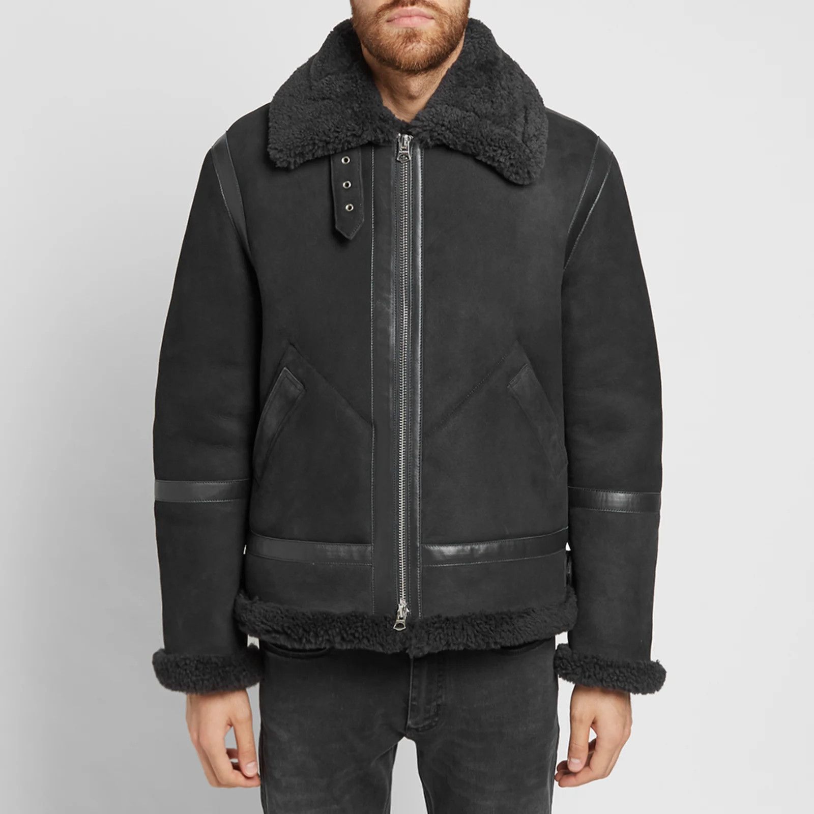 Acne Studios [48] Ian Suede Shearling Jacket in Anthracite (FW18) Size US M / EU 48-50 / 2 - 9 Thumbnail