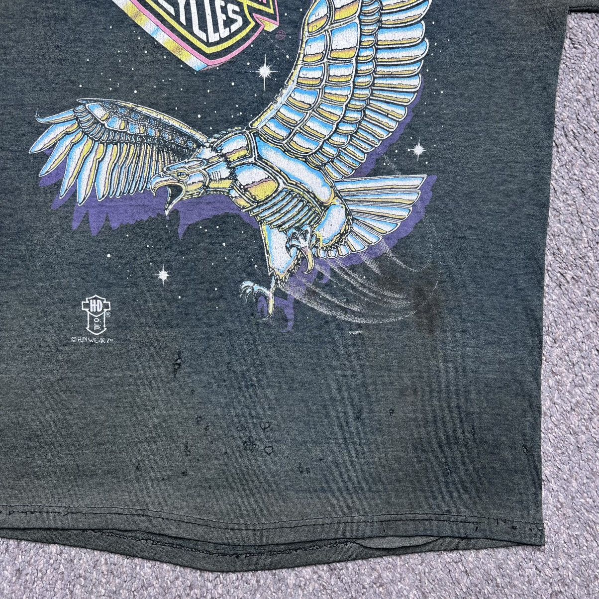 Harley Davidson Vintage 1990s Harley Davidson Chrome Eagle Neon Logo T-Shirt Size US M / EU 48-50 / 2 - 9 Thumbnail