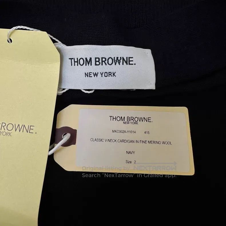 Thom Browne Thom Browne Classic Four Stripe Wool Cardigan in Dark Blue Size US M / EU 48-50 / 2 - 7 Thumbnail