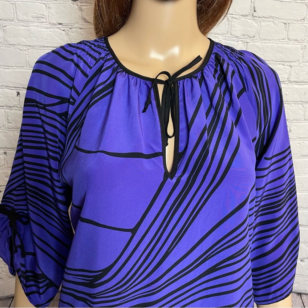 Other New Yumi Kim Purple Black Silk Blouse Size XS Size XS / US 0-2 / IT 36-38 - 2 Thumbnail