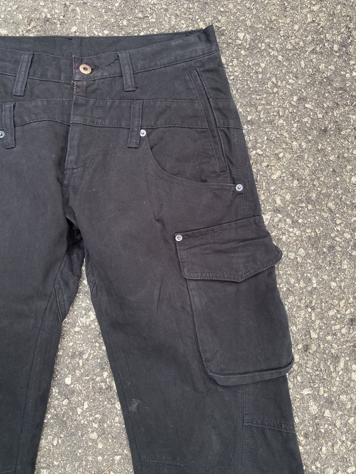Issey Miyake × Japanese Brand × Tete Homme 2000s Tete Homme Bondage Double Waist Cargo Flare Pant Size US 32 / EU 48 - 7 Thumbnail