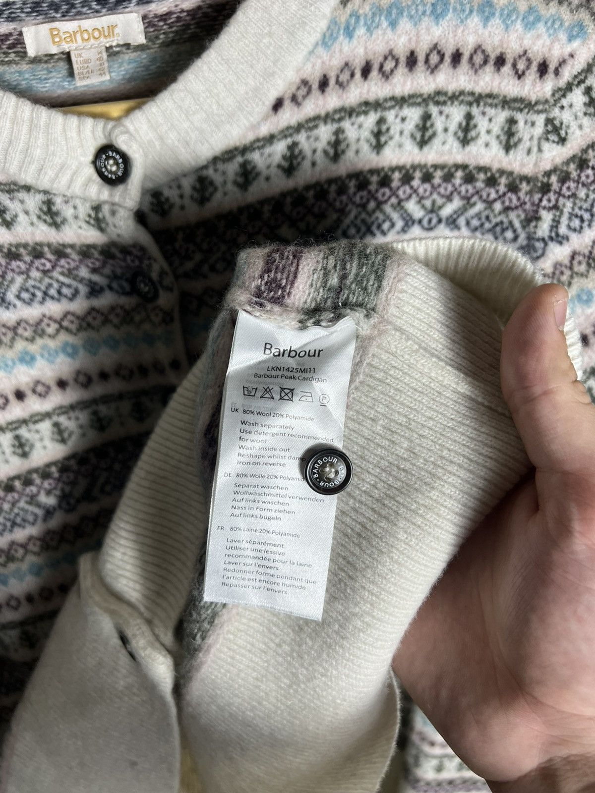 Barbour Vintage Barbour Women’s Wool Fair Isle Knit Cardigan Sweater Size M / US 6-8 / IT 42-44 - 6 Thumbnail