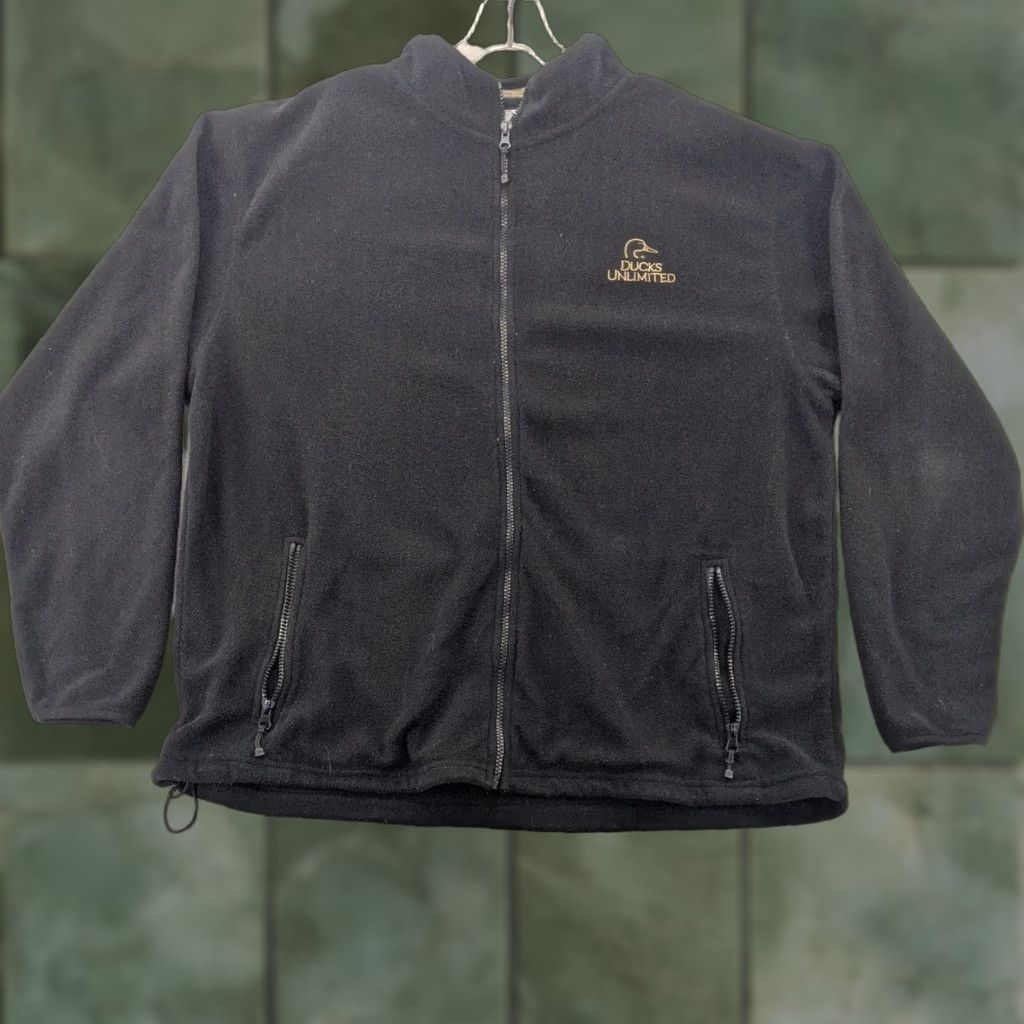 Vintage Ducks Unlimited Jacket Mens XL Black Full Zip Fleece Solid Hunting Vintage Embroidered Logo Short Sleeve? Size US XL / EU 56 / 4 - 1 Thumbnail
