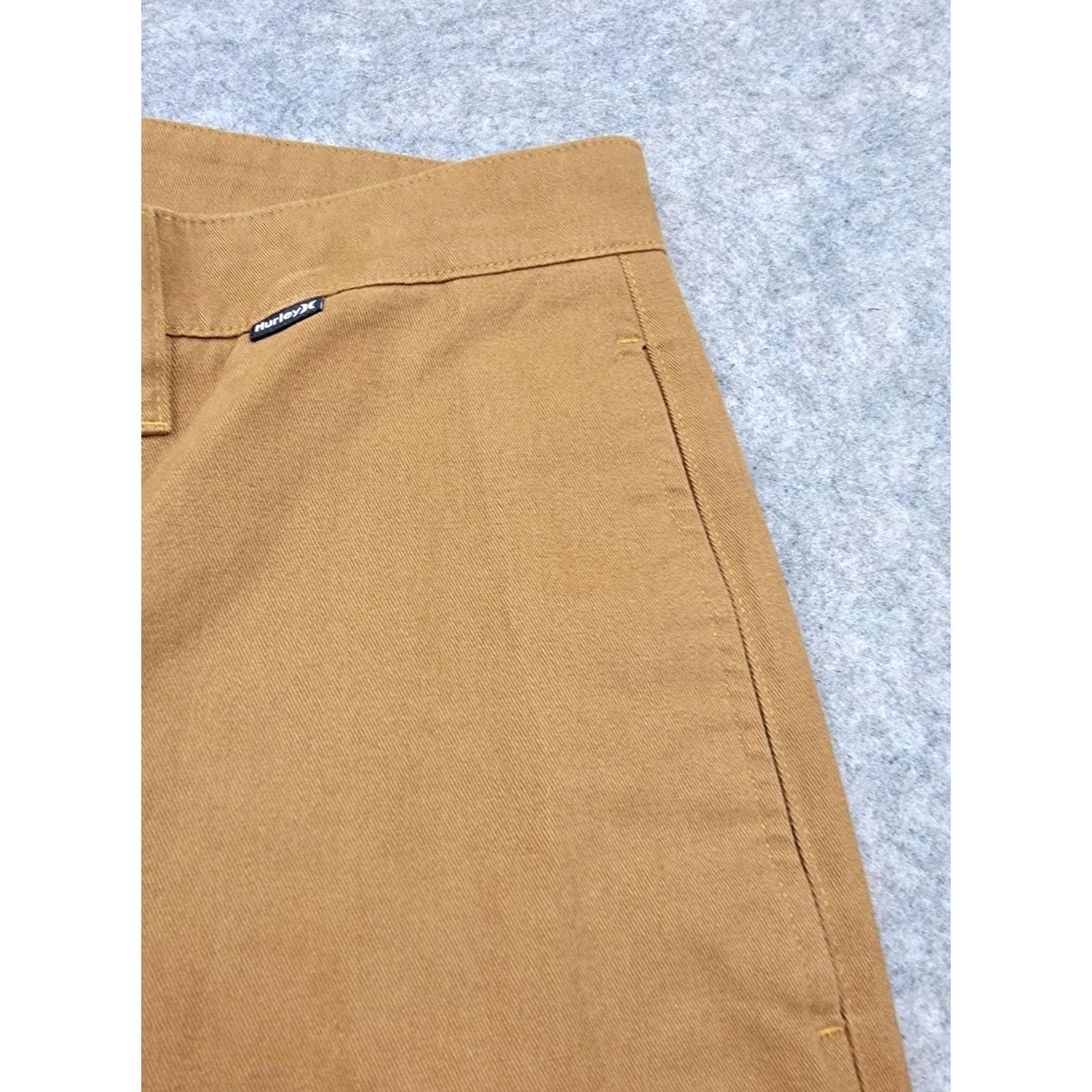 Hurley Hurley Pants Mens 30 Brown Relaxed Chino Tapered Leg 100% Cotton NWT Holiday Beach Casual Travel Front Zip Pocket Button Logo Size US 30 / EU 46 - 7 Thumbnail