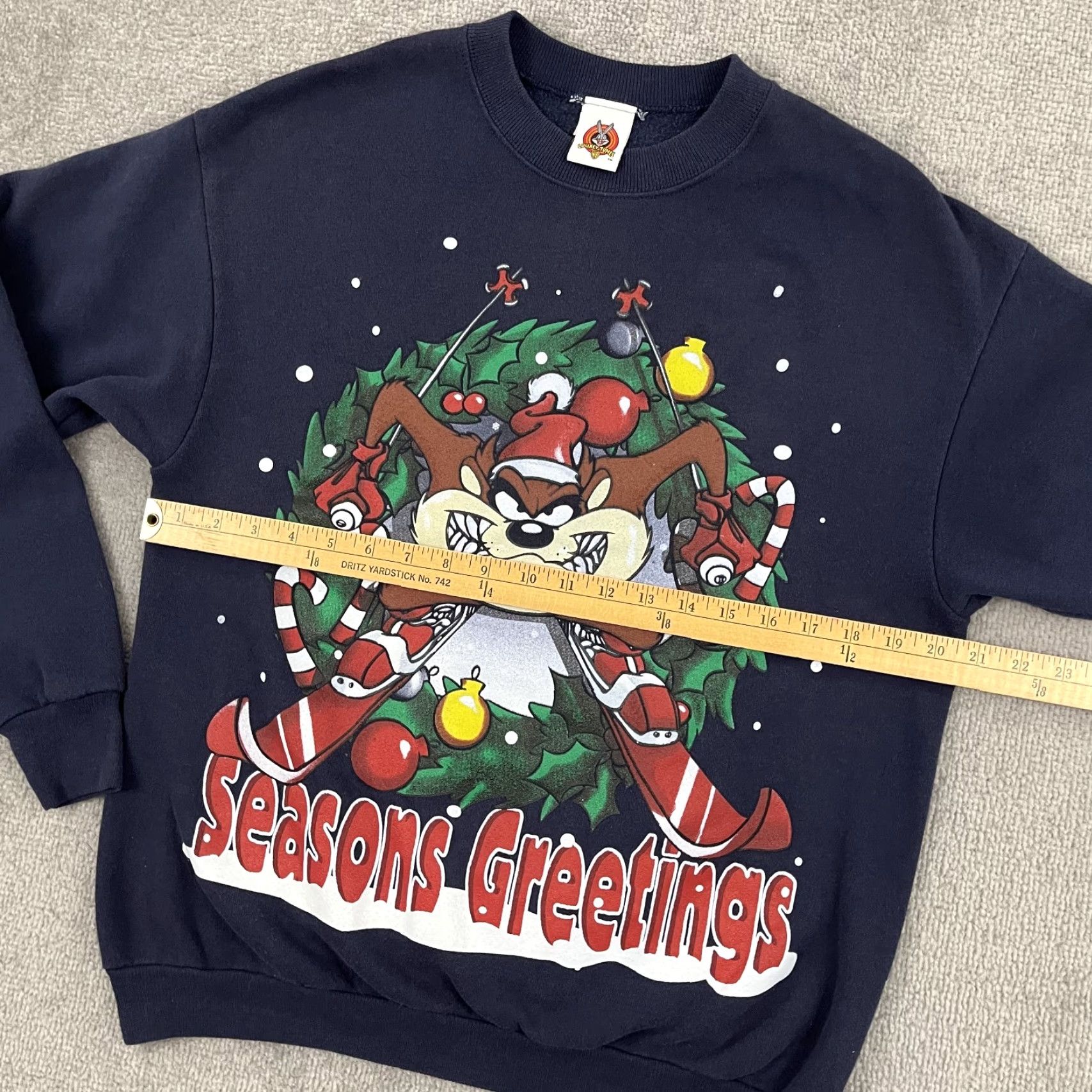 Vintage VINTAGE Tasmanian Devil Sweatshirt Unisex Adults M Blue 90s Seasons Greetings Christmas Looney Tunes Graphic Print Pullover Crew Neck Size US M / EU 48-50 / 2 - 6 Thumbnail
