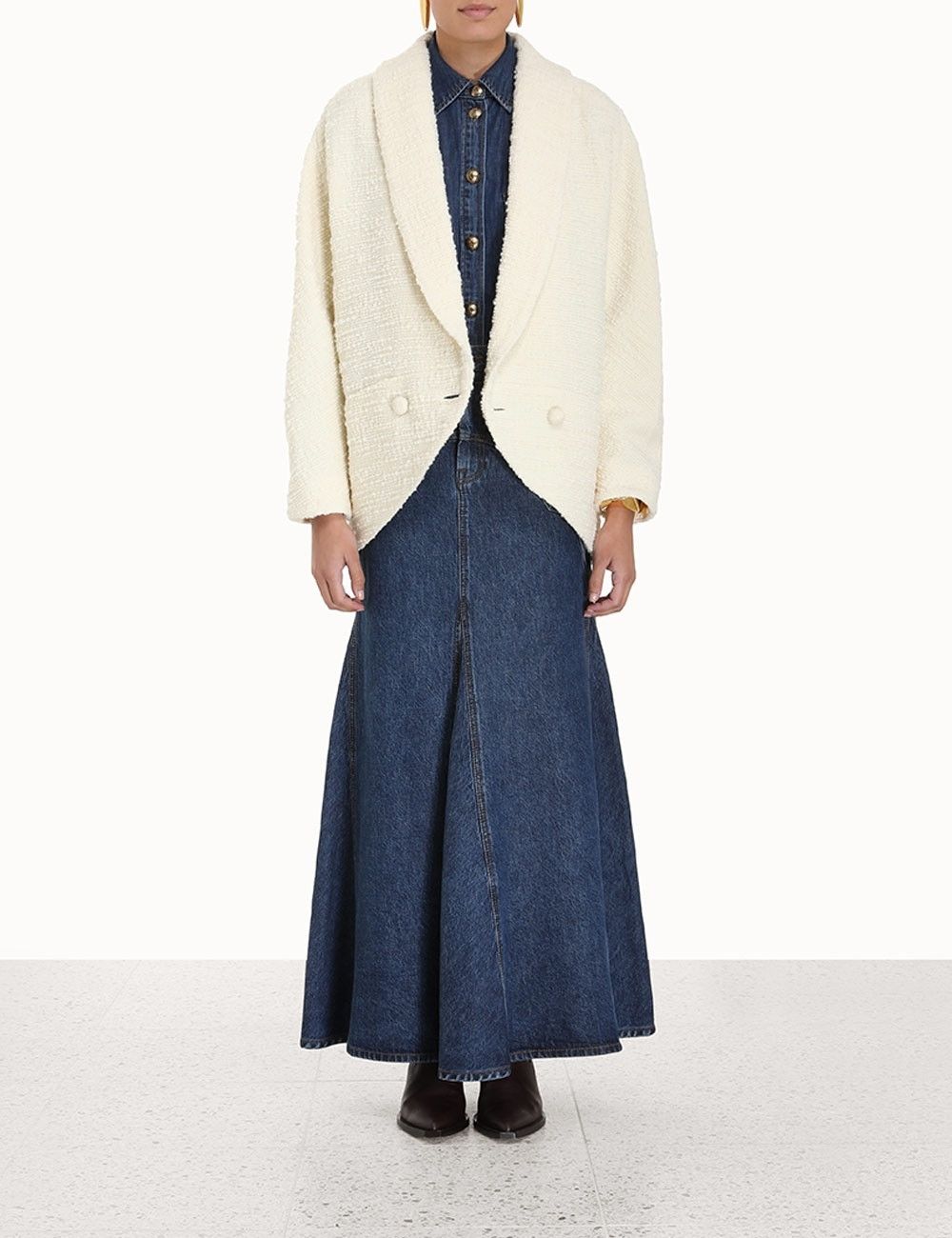 Zimmermann oc11z0225 Luminosity Oversized Coat in Ivory Size XL / US 12-14 / IT 48-50 - 2 Thumbnail