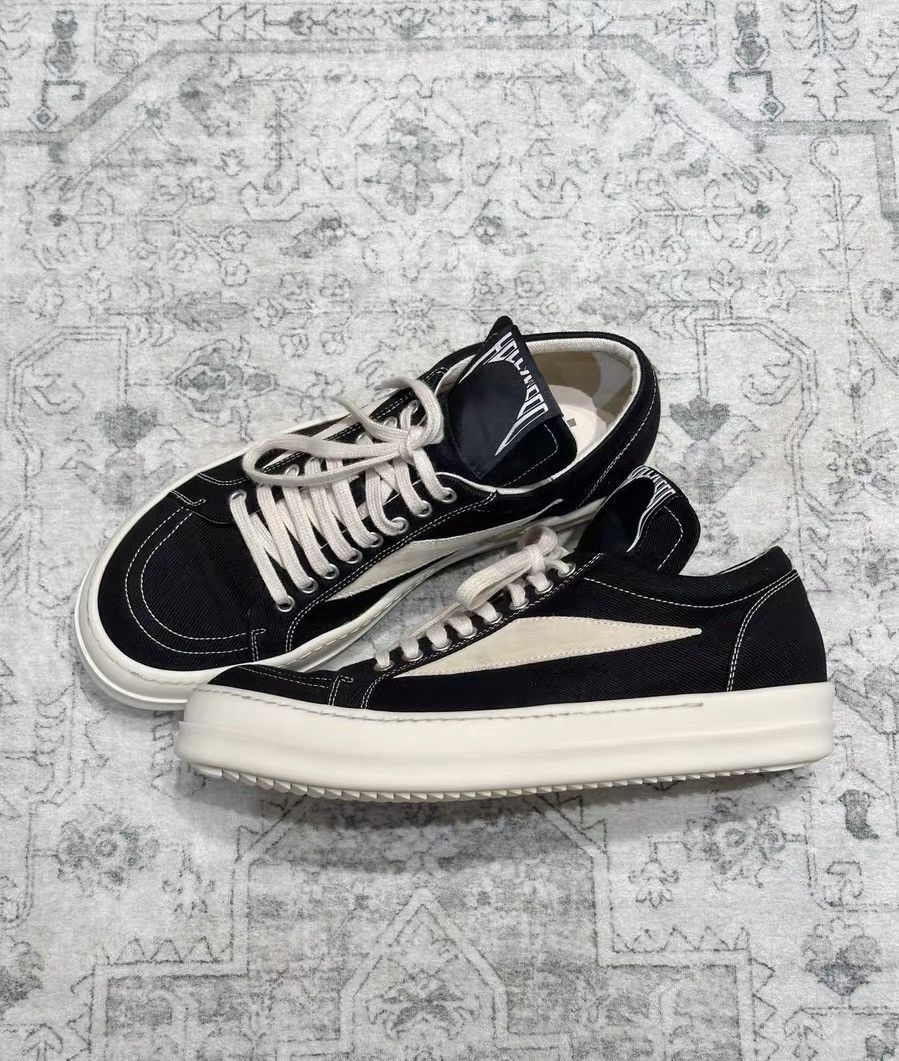 Rick Owens Rick Owens DRKSHDW new canvas sneakers, black & white Size US 8.5 / EU 41-42 - 3 Thumbnail