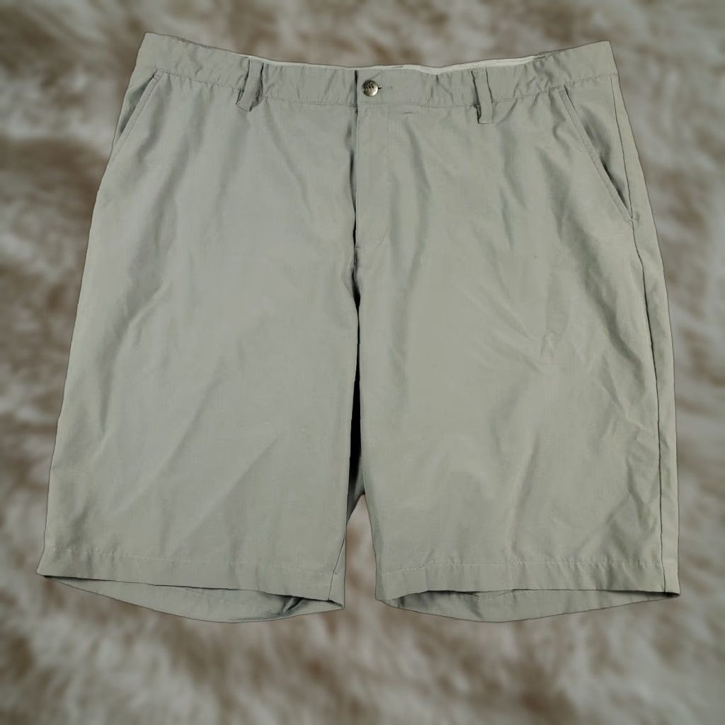 Adidas Adidas Shorts Mens 42 Gray Golf Casual Flat Front Chino Logo Pockets, Regular Fit, Polyester, ZIP, Solid, Size 42, Men Size US 42 / EU 58 - 1 Thumbnail