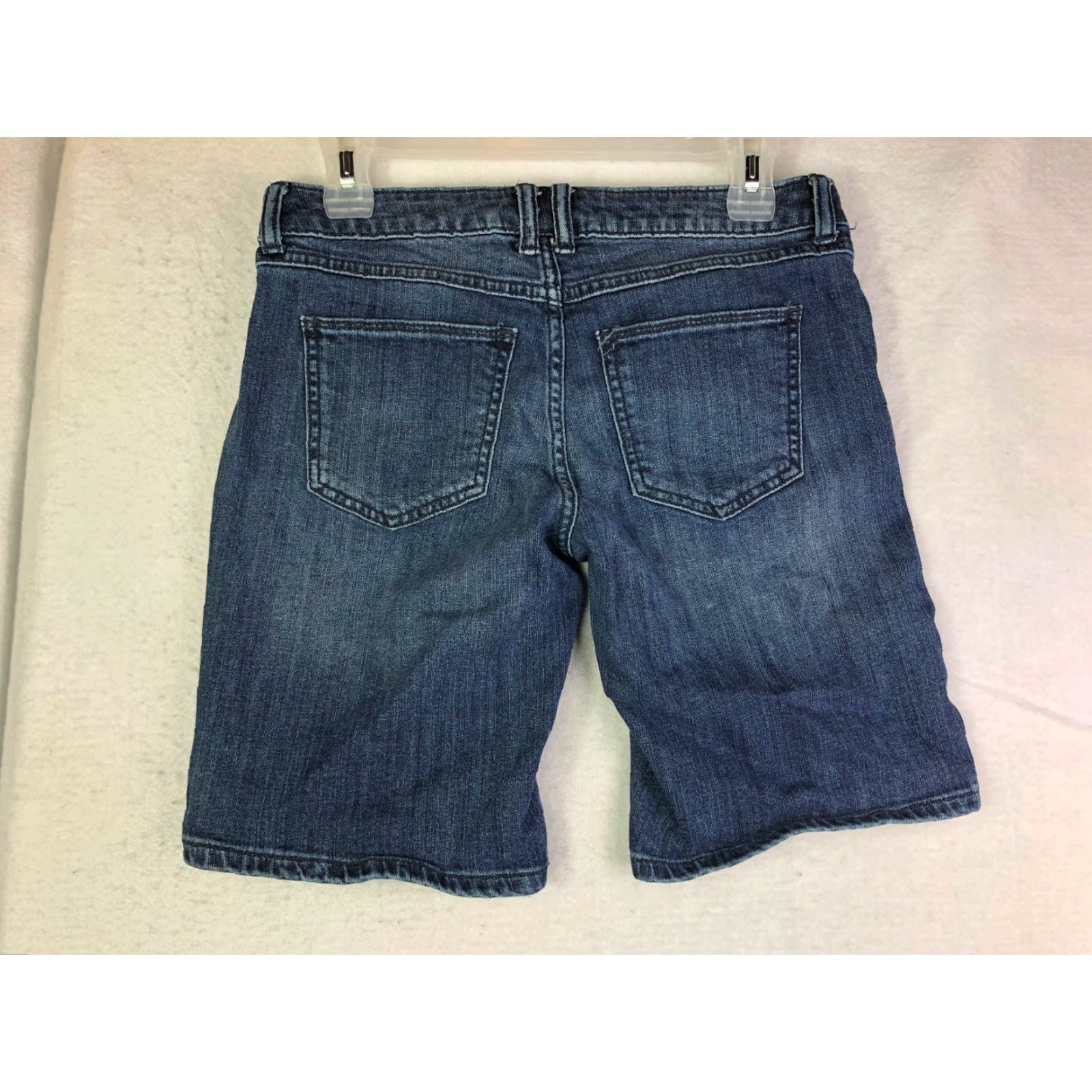 Vintage ELLE Paris Blue Jean Shorts Womens Size 2 29" Waist Measured Bottoms Regular Denim Cotton Black? No, Blue Size 29" - 6 Thumbnail