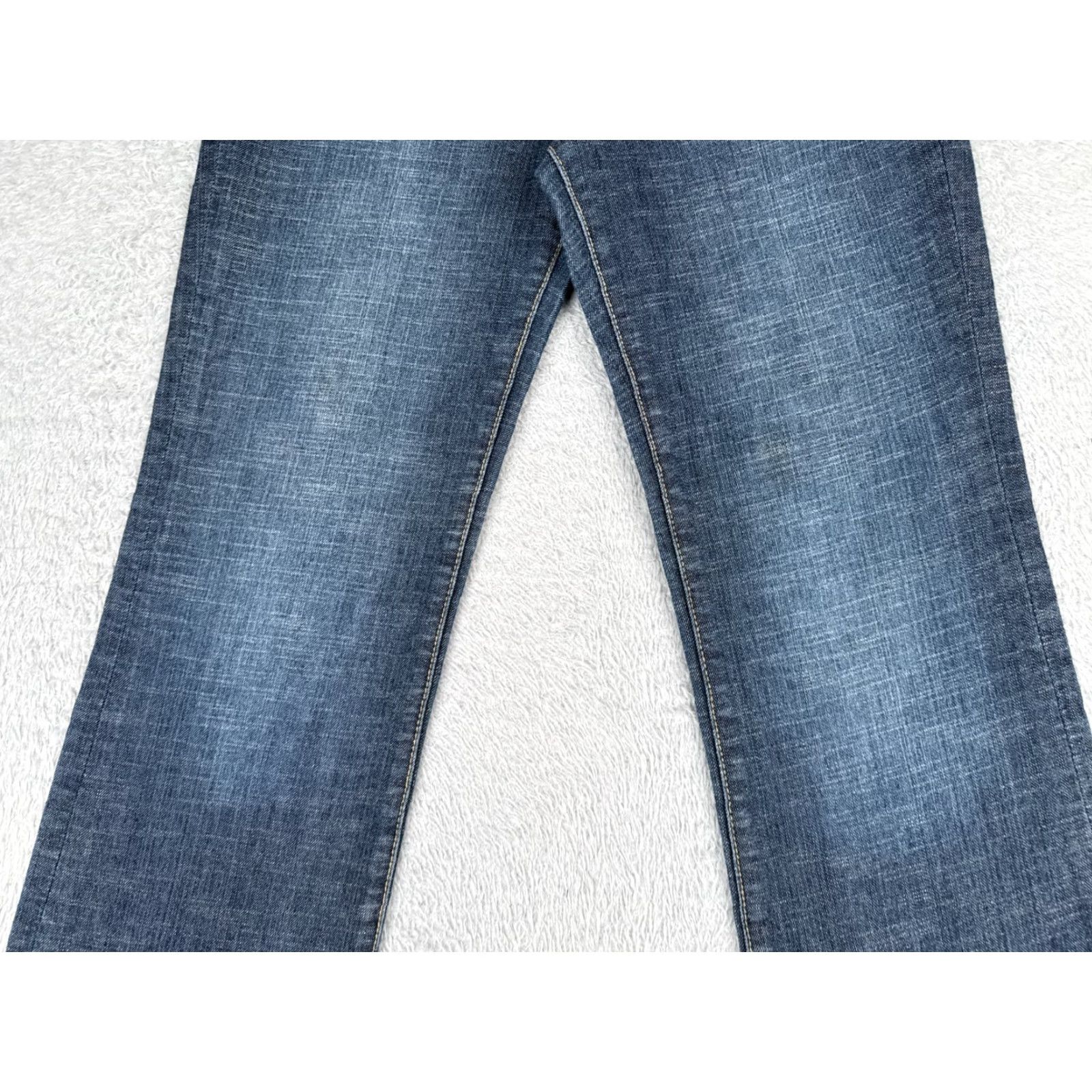Vintage Seven7 Jeans Adult 30 Blue Mid Rise Flared Denim Cotton Blend 30x32 5-Pocket Distressed Logo Embroidered American Designer Women Size 30" / US 8 / IT 44 - 3 Thumbnail