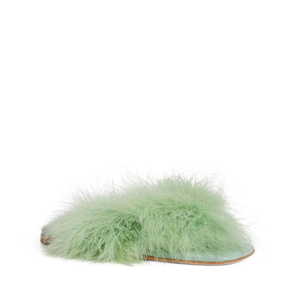 Sleeper NWT Sleeper Pom Slides with Feathers in Mint - Size 35 Size US 5 / IT 35 - 3 Thumbnail