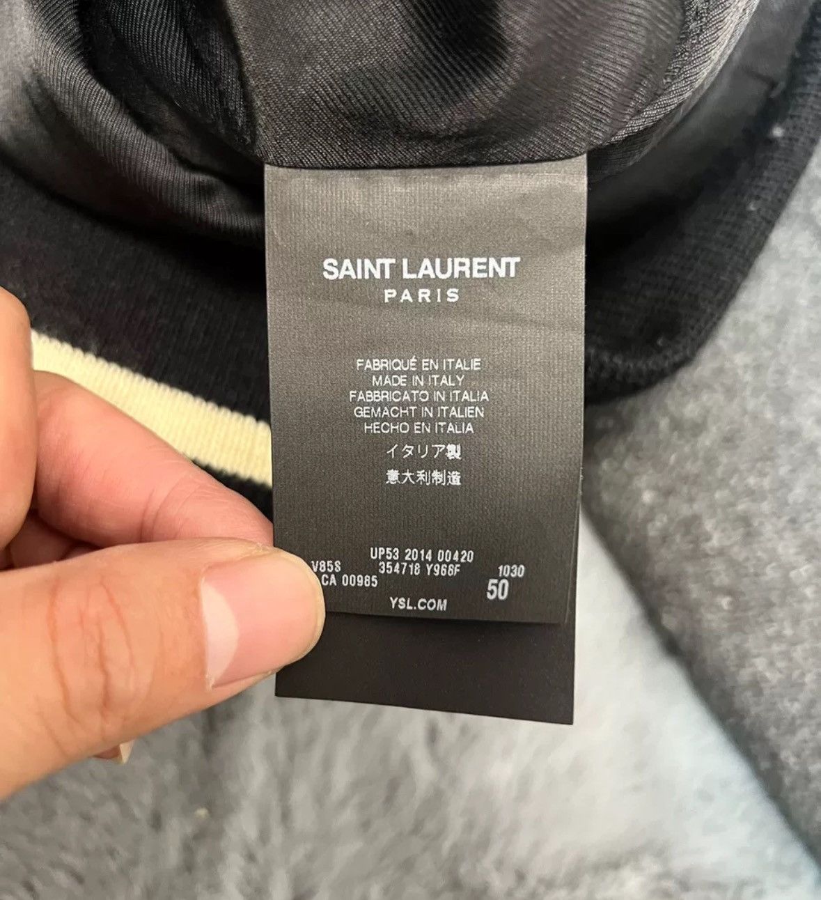 Saint Laurent Paris × Yves Saint Laurent Saint Laurent SLP Authentic 14 Smoke Grey Baseball Jacket Size US M / EU 48-50 / 2 - 5 Thumbnail